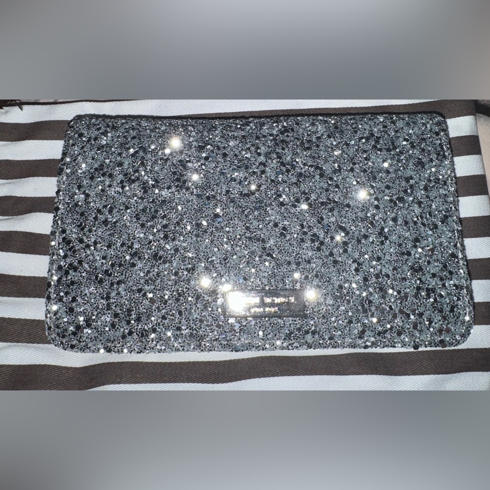 Henri Bendel Silver Glitter Clutch Phone Case